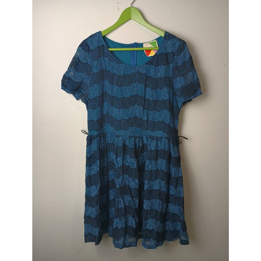 Women's Modcloth‎ Fervour Lace Short sleeve Midi Dress Blue Black Size XL